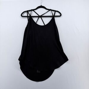 Lulus Black Multi Strap Crisscross Open‎ Back Camisole Tank Top High Low Hem